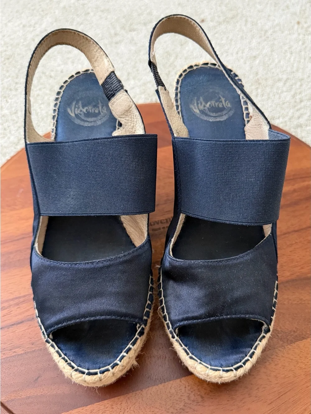 Slingback Navy Espadrille Wedge Sandals